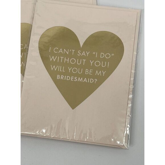 NEW Paper Source Bridesmaid Proposal Cards Envelope Gold Blush Pink Set Of 5 - Picture 2 of 3